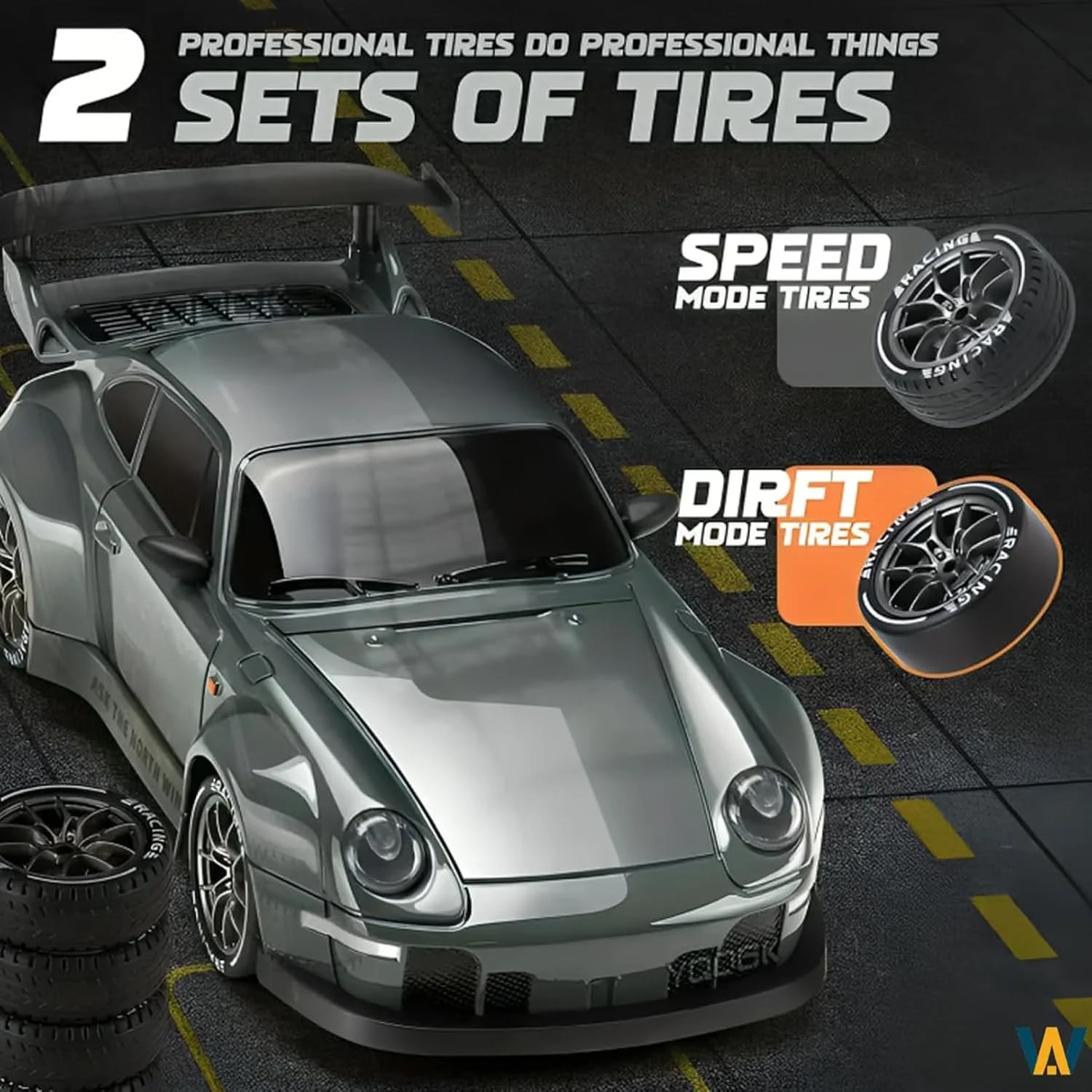 ماشین دریفت آرسی مقیاس 1:24 – ماشین مسابقه ای کنترلی 4WD با سرعت بالا با چراغ های چشمک زن LED، لاستیک های دوگانه مناسب تمام سطوح، شارژ USB و لوازم جانبی برای تفریح ​​نهایی دریفت