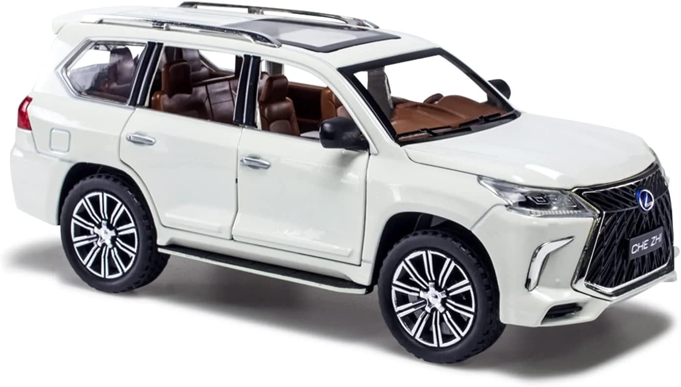 مدل ماشین دایکست BHYDRY مقیاس 1/24 - ماشین اسباب بازی عقب کش آلیاژ روی با صدا و نور، ماشین کلکسیونی اسباب بازی برای بزرگسالان و پسران دختران (سفید)