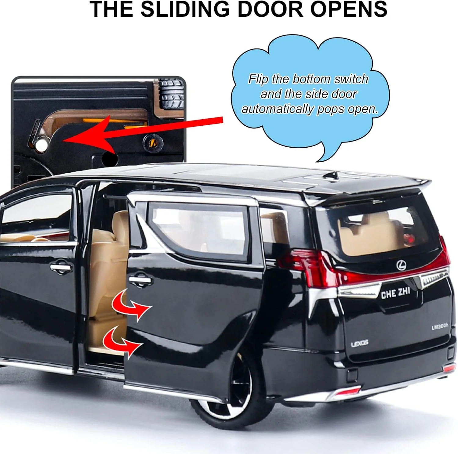 ماشین اسباب بازی مدل فلزی دایکست BHYDRY - ماشین مدل مقیاس 1:24 با صدا و نور، ماشین مدل با صدا و نور برای کودکان 3 سال به بالا. (مشکی)