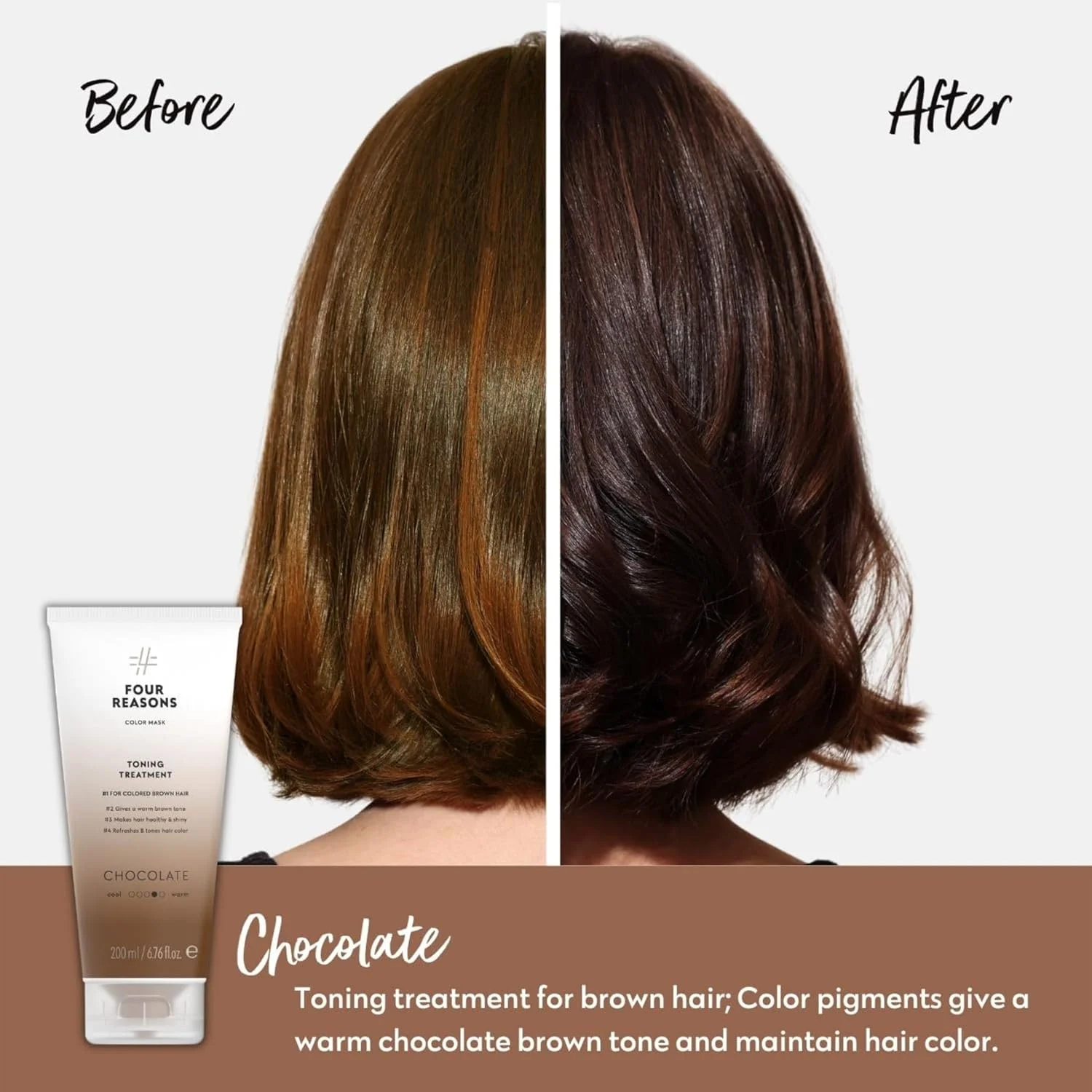 ماسک رنگساژ مو فور ریزنز - شکلاتی - (19 رنگ) درمان رنگساژ، نرم کننده رنگ دهنده، تقویت و بهبود رنگ موهای رنگ شده - رنگ مو نیمه دائم، وگان و بدون تست حیوانی، 200 میلی لیتر ماسک رنگساژ مو فور ریزنز - شکلاتی - (19 رنگ) درمان رنگساژ، نرم کننده رنگ دهنده، تقویت و بهبود رنگ موهای رنگ شده - رنگ مو نیمه دائم، وگان و بدون تست حیوانی، 200 میلی لیتر