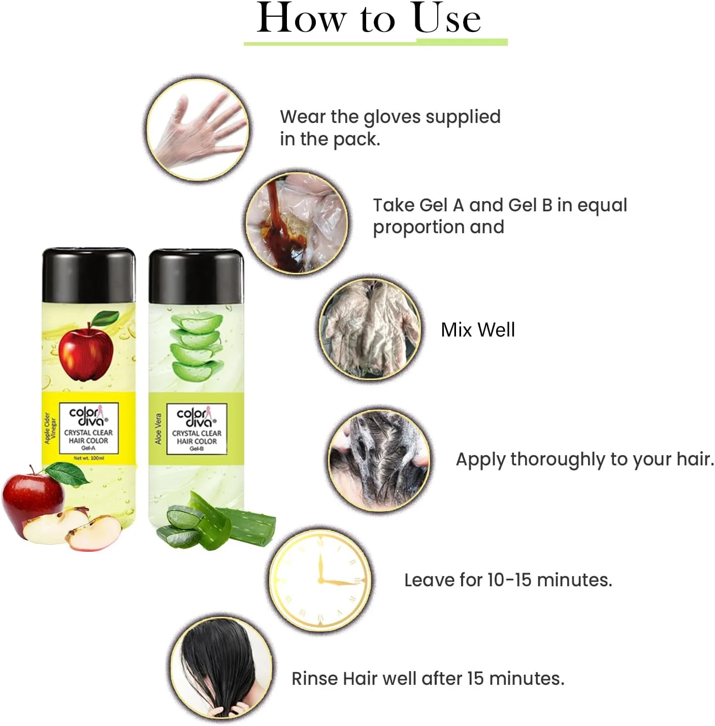 ژل رنگ مو بدون آمونیاک Color Diva مدل Crystal Clear، 200 میلی لیتر، مشکی، برای آقایان و بانوان، جایگزین رنگ مو، نتیجه فوری، (ژل آلوئه ورا-سیب) وگان و بدون تست حیوانی | شامل کراتین ژل رنگ مو بدون آمونیاک Color Diva مدل Crystal Clear، 200 میلی لیتر، مشکی، برای آقایان و بانوان، جایگزین رنگ مو، نتیجه فوری، (ژل آلوئه ورا-سیب) وگان و بدون تست حیوانی | شامل کراتین