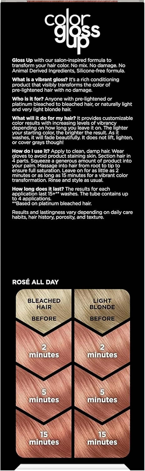 رنگ موی موقت Clairol Color Gloss Up، رنگ موی Rosé All Day، بسته 1 عددی رنگ موی موقت Clairol Color Gloss Up، رنگ موی Rosé All Day، بسته 1 عددی