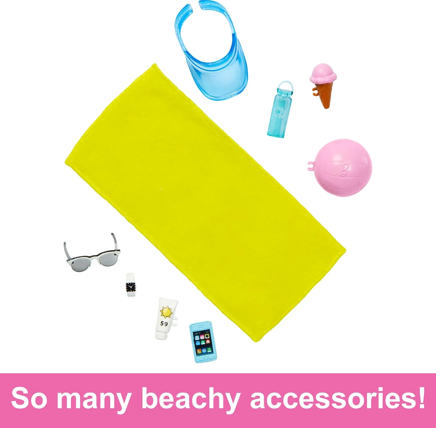 عروسک کن مو بلوند باربی با پیراهن آبی دکمه دار و شلوارک شنا، نقاب، حوله و لوازم جانبی با تم ساحل، HPL74 عروسک کن مو بلوند باربی با پیراهن آبی دکمه دار و شلوارک شنا، نقاب، حوله و لوازم جانبی با تم ساحل، HPL74