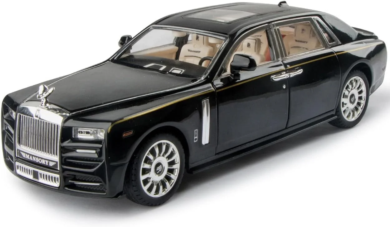 مدل ماشین فلزی رولز رویس فانتوم AWH مقیاس 1:24 - اسباب بازی مدل لوکس با چراغ، صدا و عملکرد عقب کش، کلکسیونی ممتاز برای کودکان و بزرگسالان
