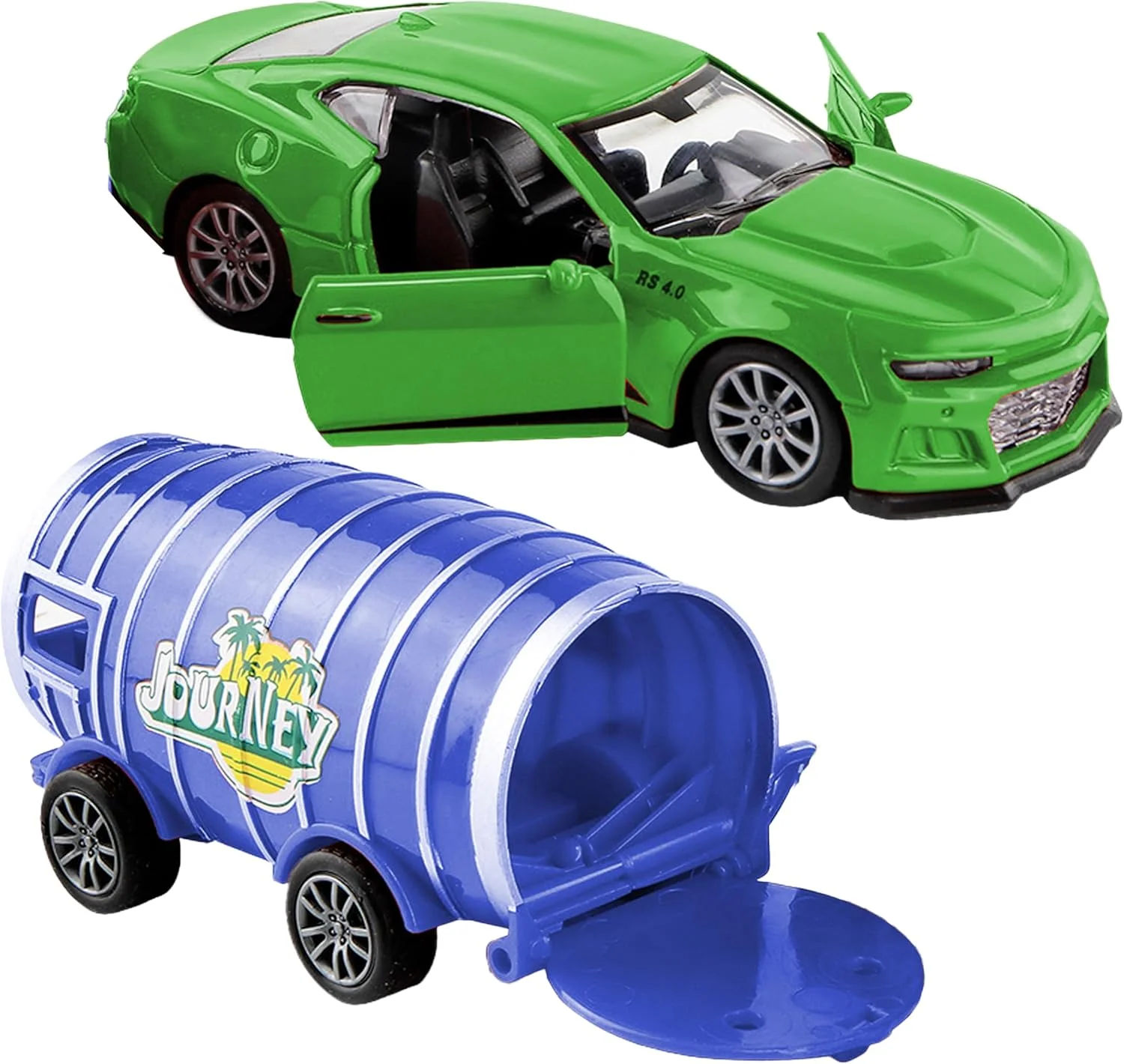 ماشین های عقب کش آلیاژی Bambibo و تریلر تانک برای پسران - مقیاس 1:32 با درهای بازشو | اسباب بازی ماشین مسابقه ای کوچک دایکاست | ماشین های فلزی کوچک برای کودکان (سبز)