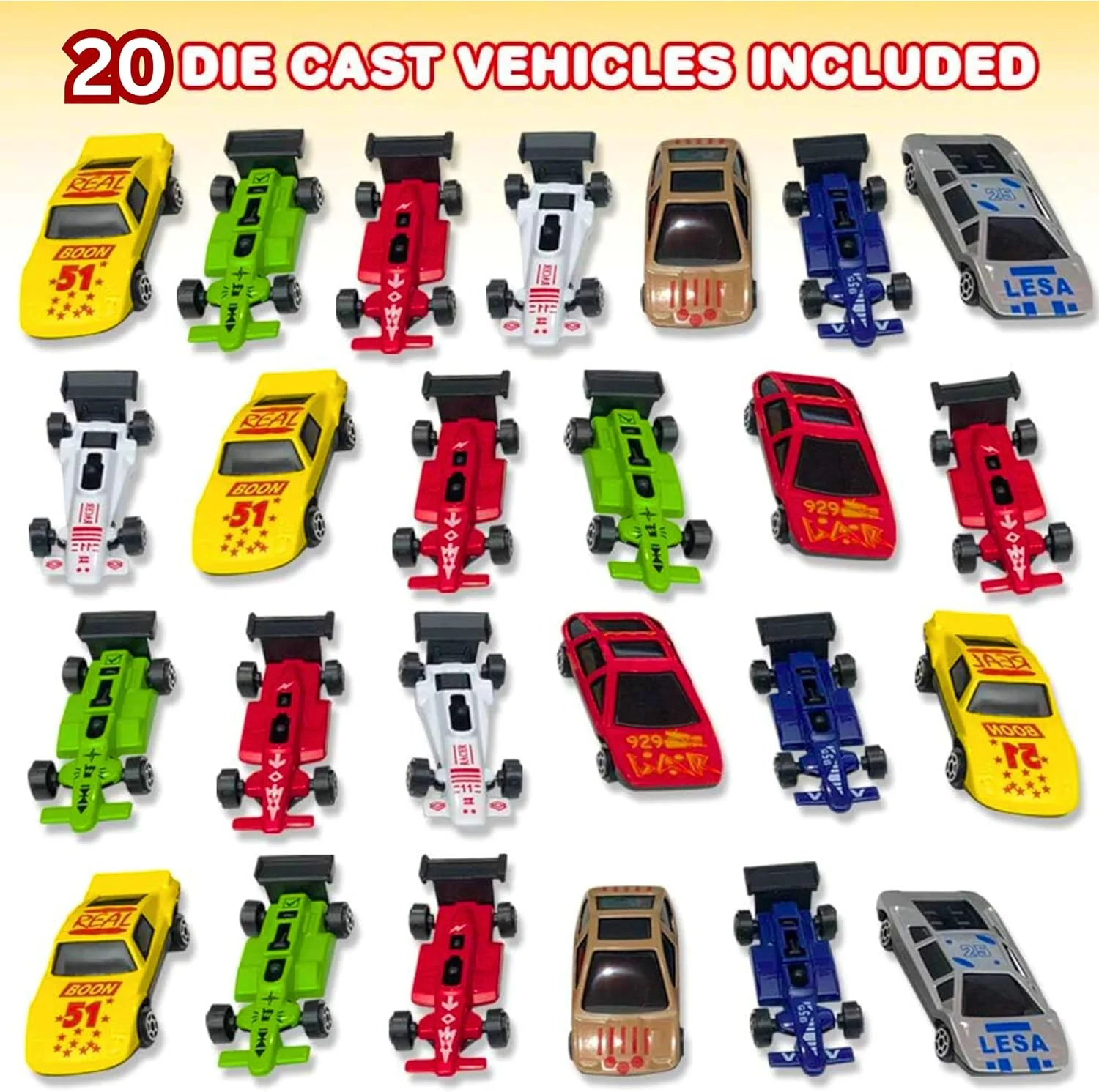 مجموعه 20 عددی ماشین های اسباب بازی دایکست AYEBIA، ماشین های مسابقه ای کوچک دایکست بادوام در طرح های متنوع، هدیه تولد عالی برای کودکان، بهترین هدیه تولد برای پسران و دختران