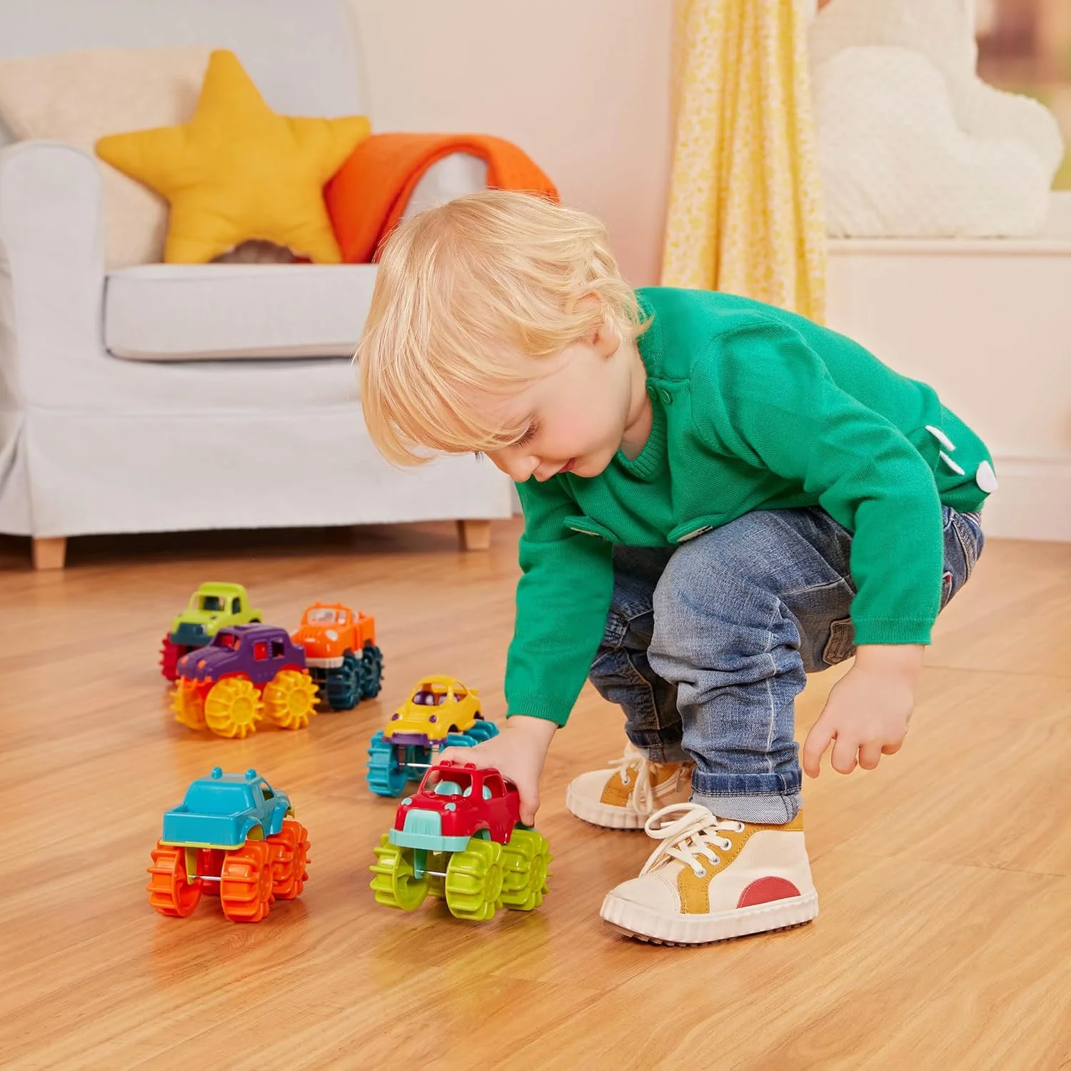 مجموعه 6 عددی کامیون های مینی هیولا باتات، کامیون های مینی برای کودکان نوپا 2 سال به بالا، چند رنگ در کیف نگهداری