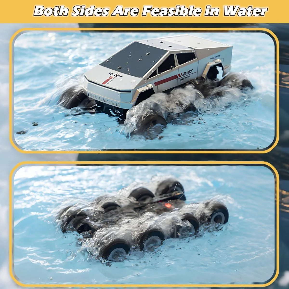 ماشین کنترلی از راه دور دوزیست، 8WD 2.4GHz 1:18 اسباب بازی ماشین الکتریکی کامیون هیولا آفرود با 2 باتری، ضد آب، وانت پرسرعت همه جهته، جیپ RC مناسب برای تمام سطوح، هدیه برای پسران و دختران 6 سال به بالا