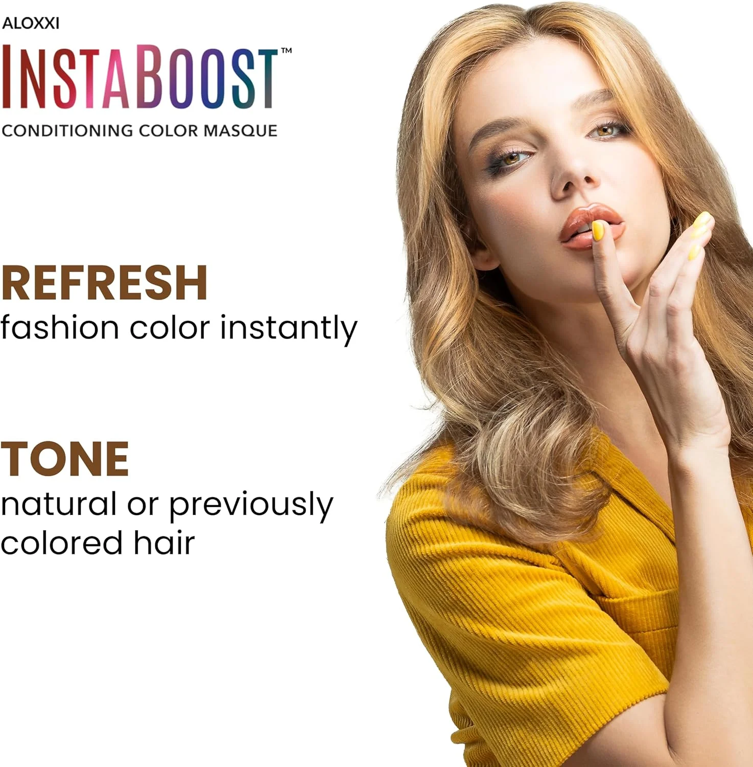ماسک نرم کننده و رنگ دهنده مو قهوه ای ALOXXI InstaBoost – رنگ موی موقت فوری - ماسک رنگ مو برای نرم کنندگی عمیق (Golden Heiress)، 200 میلی لیتر ماسک نرم کننده و رنگ دهنده مو قهوه ای ALOXXI InstaBoost – رنگ موی موقت فوری - ماسک رنگ مو برای نرم کنندگی عمیق (Golden Heiress)، 200 میلی لیتر