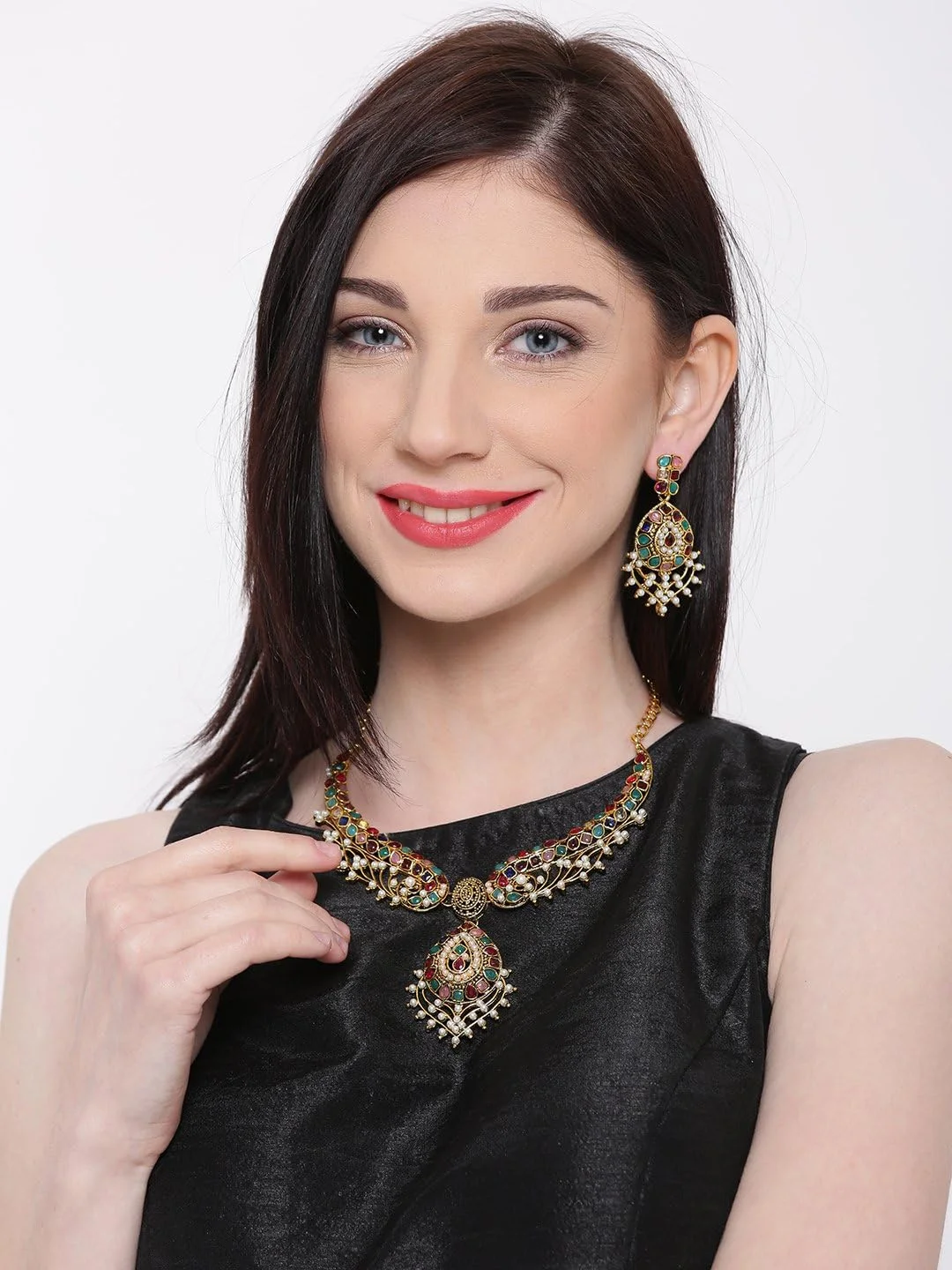 ست گردنبند چند رنگ زنانه طرح مارواری ZAVERI PEARLS - Zpfk5514 ست گردنبند چند رنگ زنانه طرح مارواری ZAVERI PEARLS - Zpfk5514