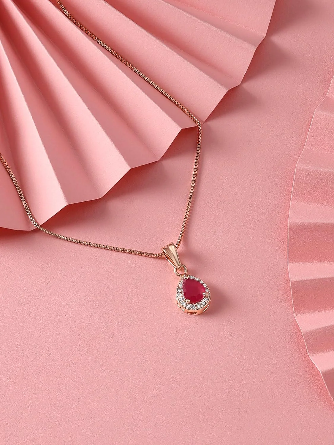 آویز و زنجیر زنانه نگین دار ZAVERI PEARLS رزگلد صورتی با زیرکونیا و مروارید مدل ZPFK16622 آویز و زنجیر زنانه نگین دار ZAVERI PEARLS رزگلد صورتی با زیرکونیا و مروارید مدل ZPFK16622