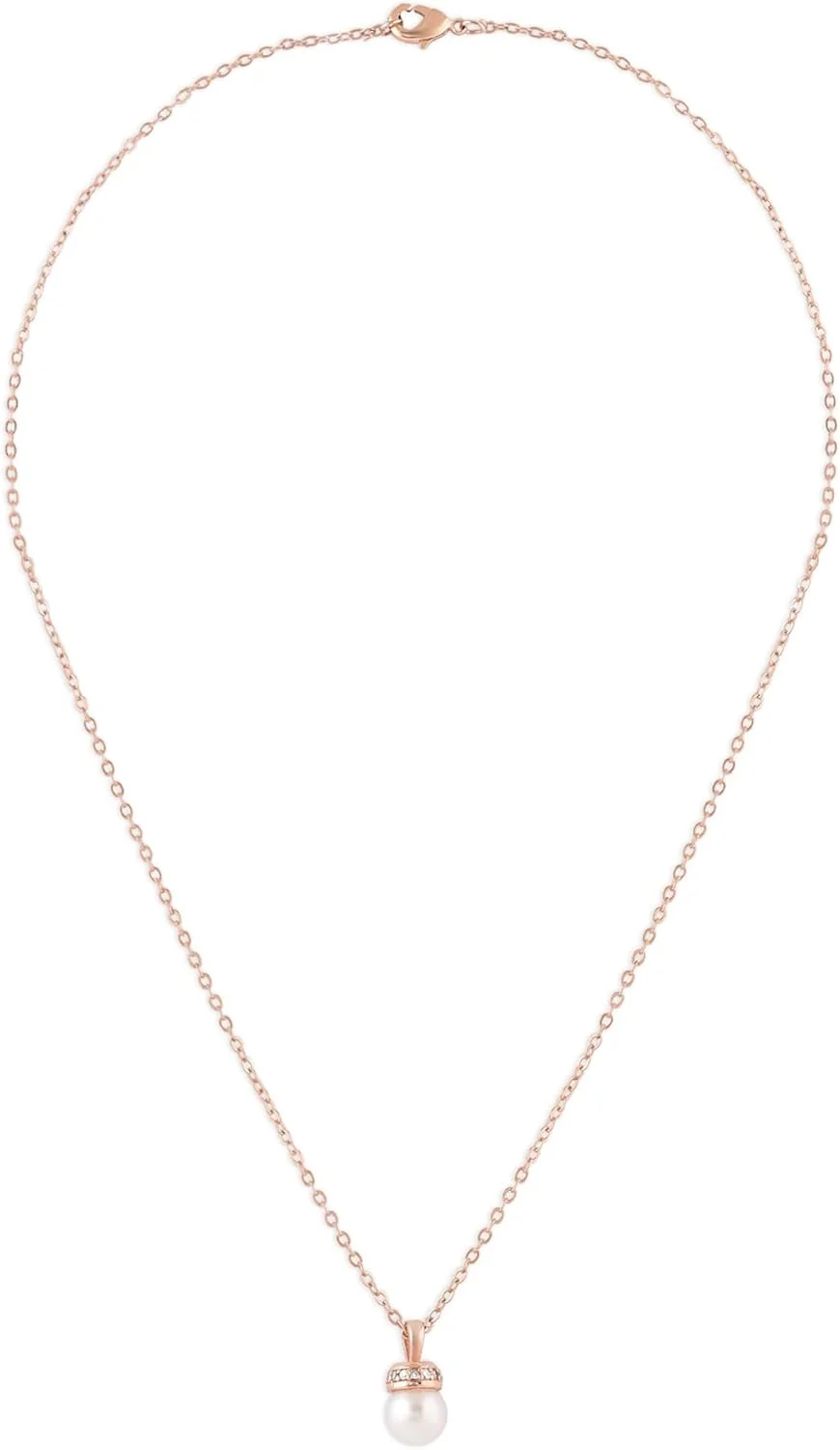 آویز مروارید و زیرکونیا با زنجیر طلای رزگلد ZAVERI PEARLS مدل ZPFK16193، گردنبند برنجی زنانه