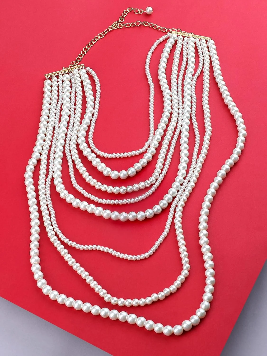 گردنبند مرواریدی چند لایه زنانه با روکش طلایی ZAVERI PEARLS مدل ZPFK10428 گردنبند مرواریدی چند لایه زنانه با روکش طلایی ZAVERI PEARLS مدل ZPFK10428