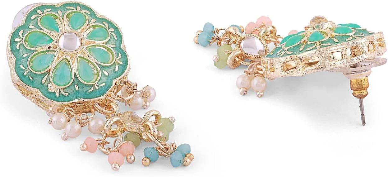 ZAVERI PEARLS ست گردنبند چوکر، گوشواره و انگشتر چند رنگ میناکاری کندان زنانه مدل ZPFK16399 ZAVERI PEARLS ست گردنبند چوکر، گوشواره و انگشتر چند رنگ میناکاری کندان زنانه مدل ZPFK16399