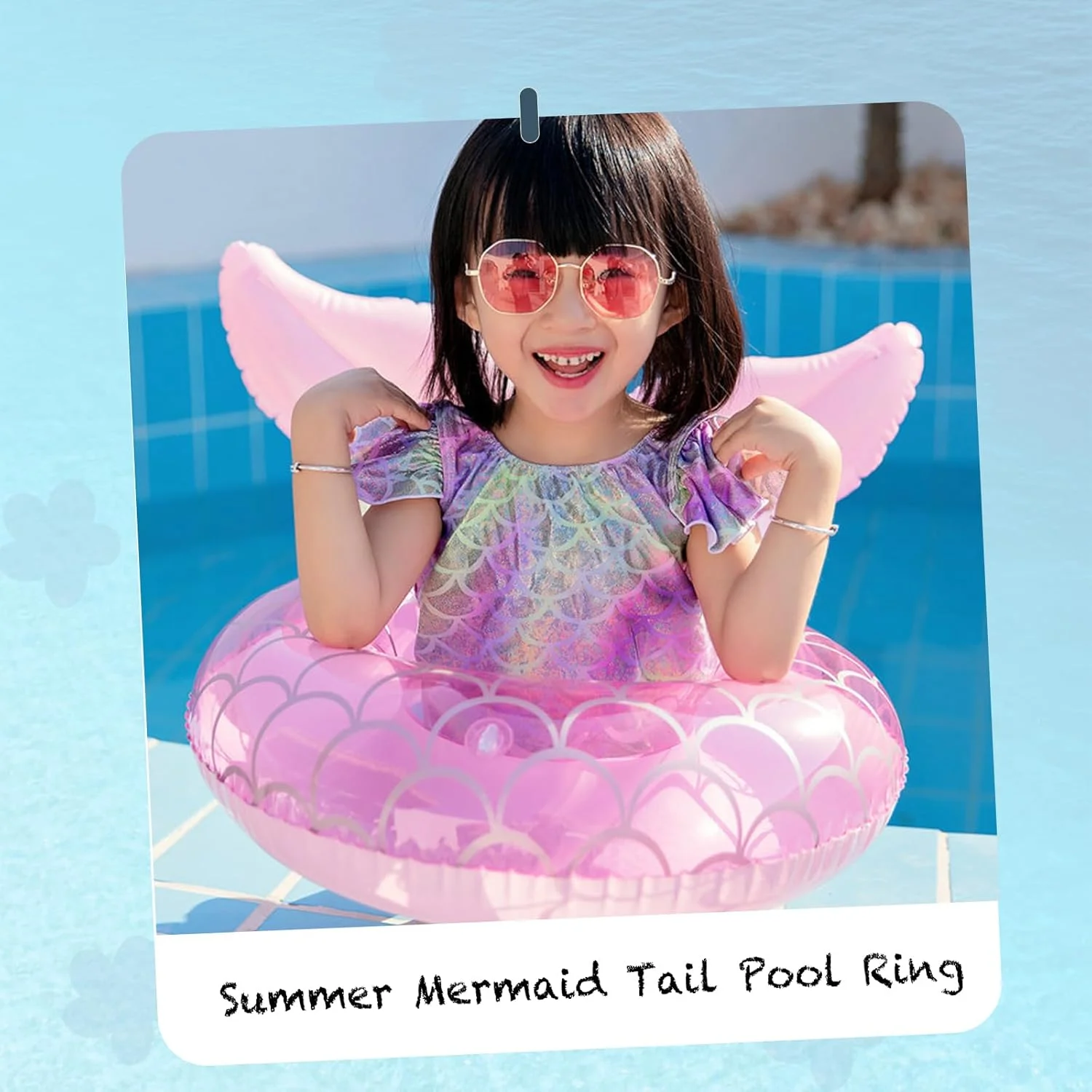 شناور استخر پری دریایی، حلقه بادی تیوب استخر کودکان اسباب بازی های تابستانی ساحلی شناور بادی برای دختران کودکان در فضای باز