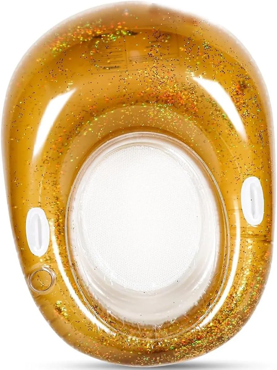 صندلی بادی استخری اکلیلی NALACAL - ابعاد 51 در 41 اینچ | صندلی شناور بادی با کف توری، دستگیره و جا لیوانی | ایده آل برای مهمانی های ساحلی و استخری تابستانی بزرگسالان