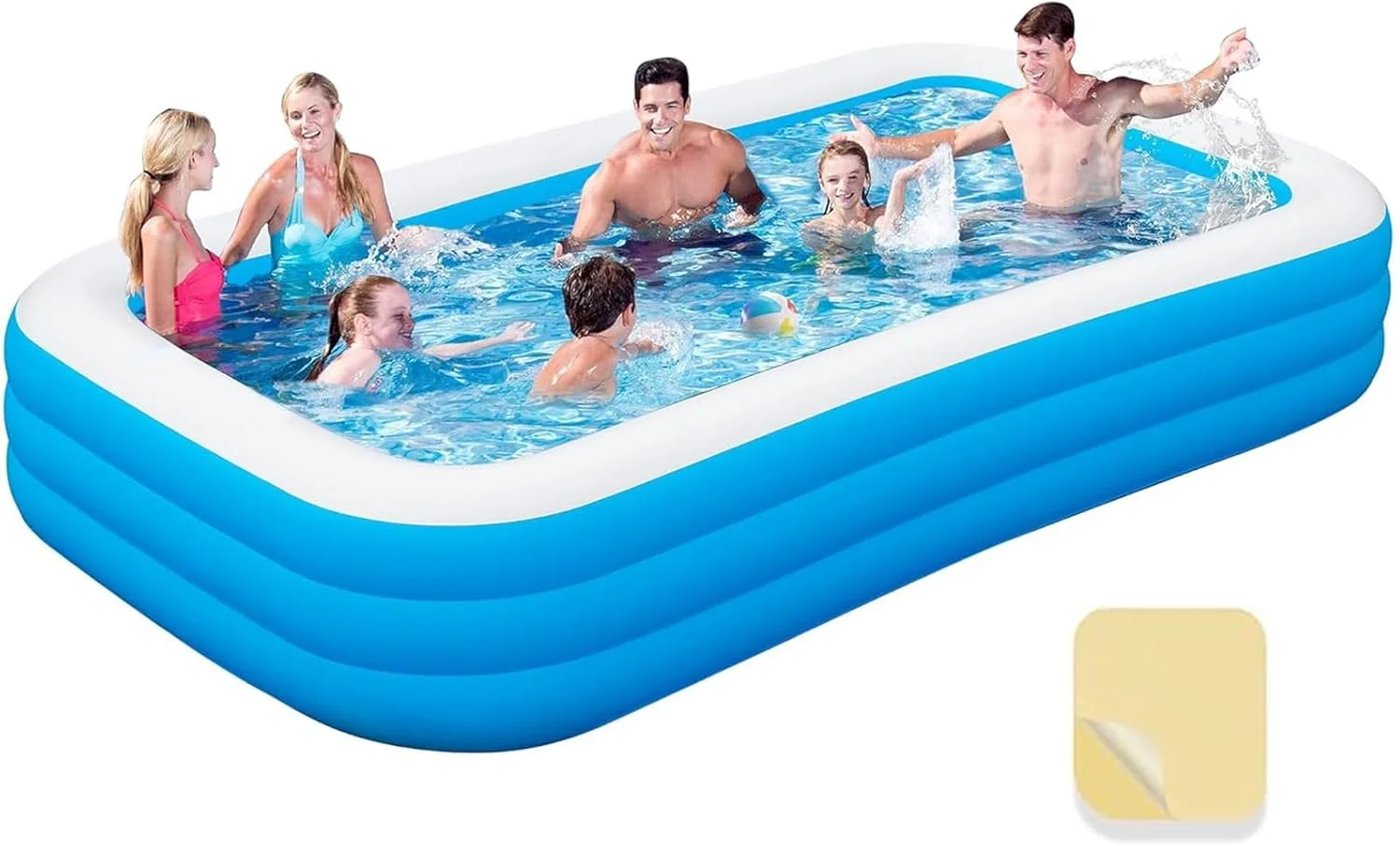 استخر بادی Lazybr مناسب بزرگسالان و کودکان، 210x130x50 سانتی متر، استخر بادی ضخیم برای فضای باز، حیاط خلوت، باغ، استخرهای شنا برای کودکان و بزرگسالان، مناسب مهمانی های آبی تابستانی در حیاط خلوت، فضای باز و باغ
