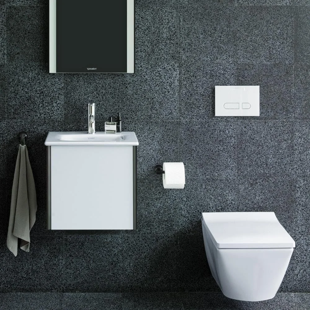 توالت فرنگی دیواری بدون لبه دوراویت طراحی شده توسط Sieger، طول 57 سانتی متر - سفید براق