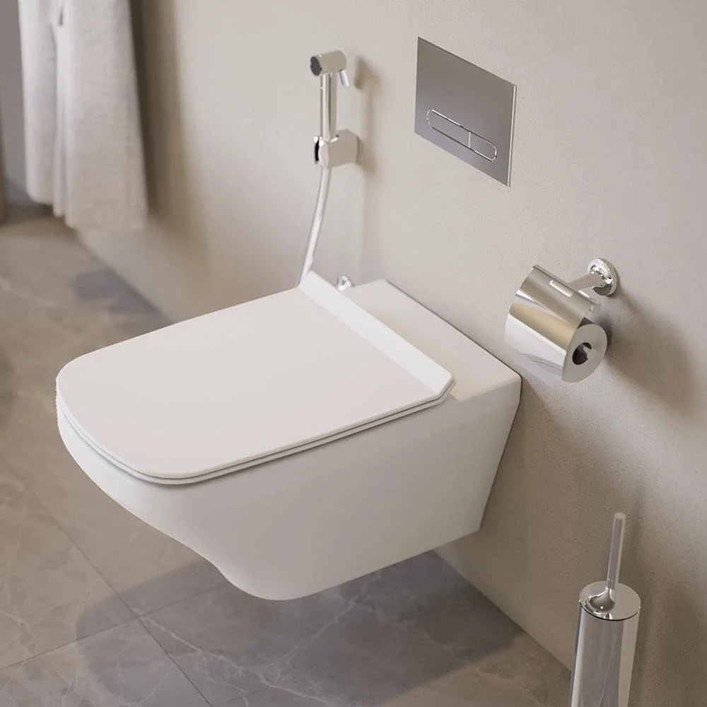 توالت فرنگی دیواری دوراویت، طول 54 سانتی متر - سفید براق