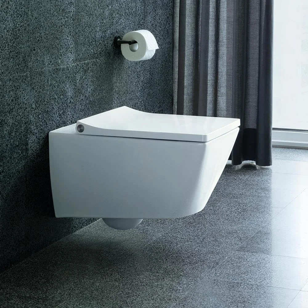 توالت فرنگی دیواری بدون لبه دوراویت طراحی شده توسط Sieger، طول 57 سانتی متر - سفید براق