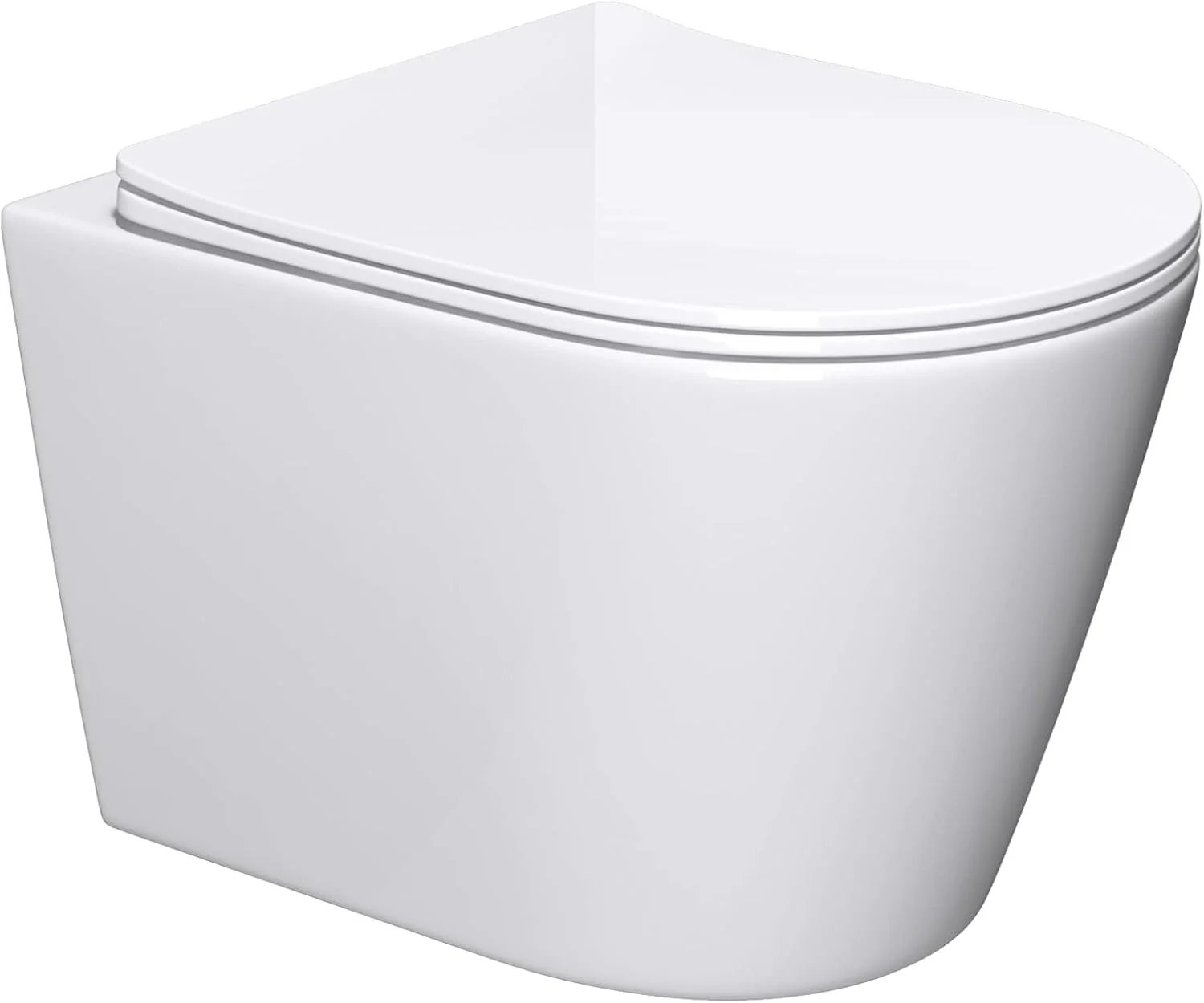 توالت دیواری مای اند مای آخن 108، سرامیک سفید، 35x51x36 سانتی متر، توالت بدون لبه، نصب دیواری به همراه درب آرام بند