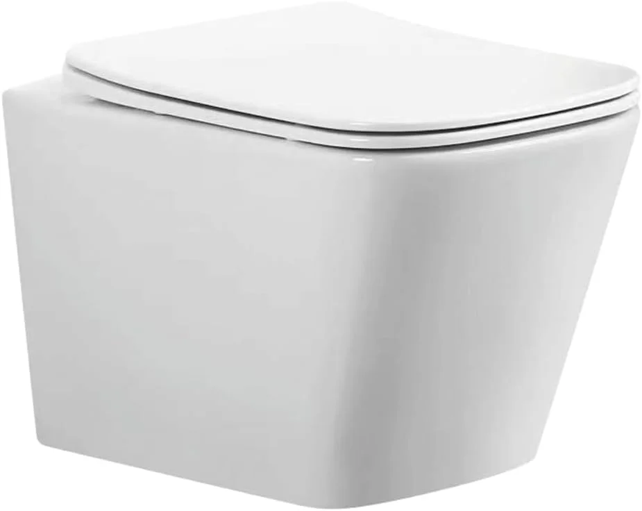توالت فرنگی دیواری اولیند دیزاین مدل Vari – توالت سرامیکی فلاشینگ گردابی فشرده با درب آرام بند، P-Trap با فاصله 180 میلی‌متری از دیوار، طراحی مدرن دیواری
