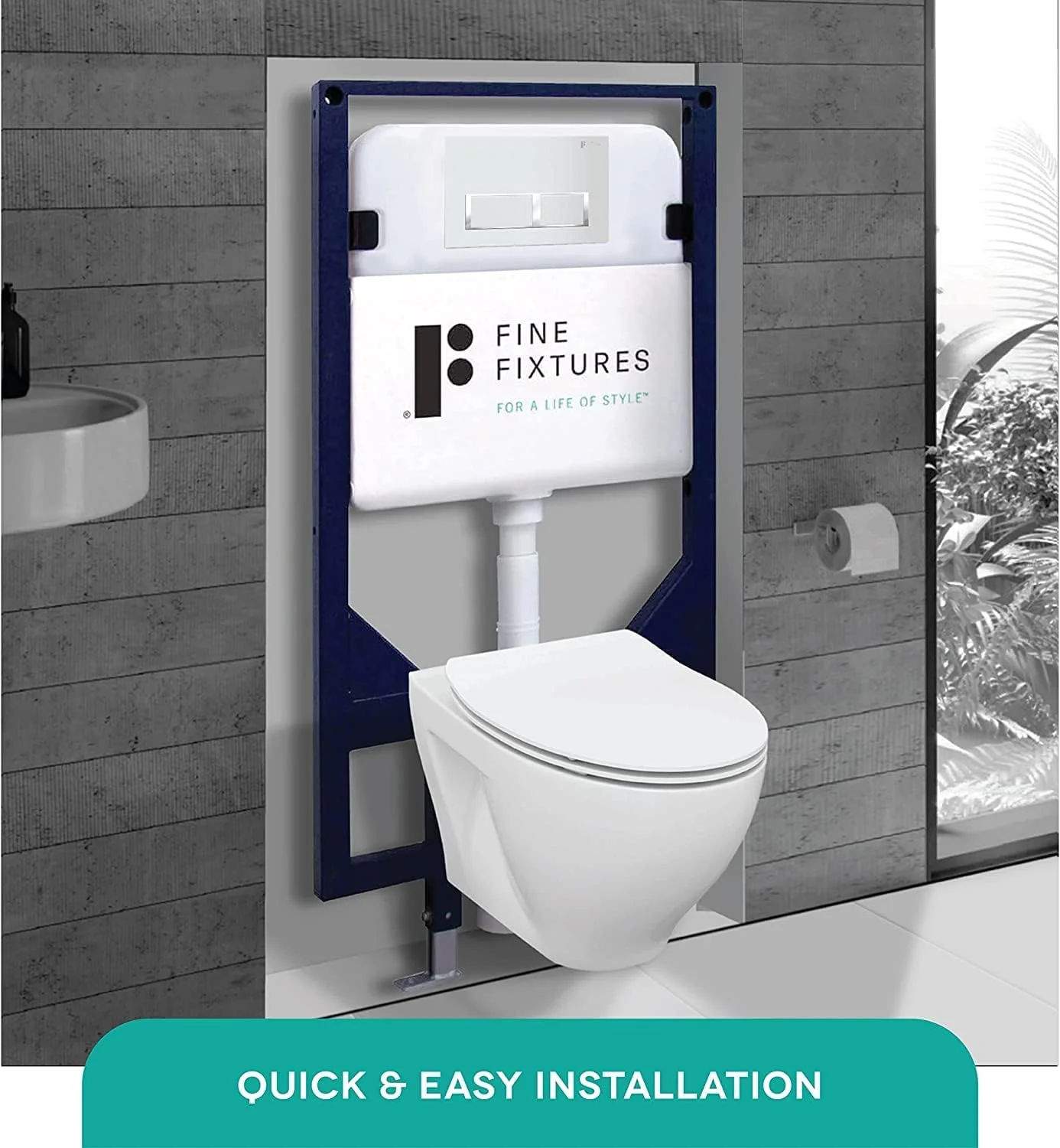 ست توالت فرنگی دیواری – کاسه توالت وال هنگ با درب آرام بند، مخزن بادوام و سیستم نگهدارنده، شامل دکمه های فشاری شیک برای حمام های مدرن