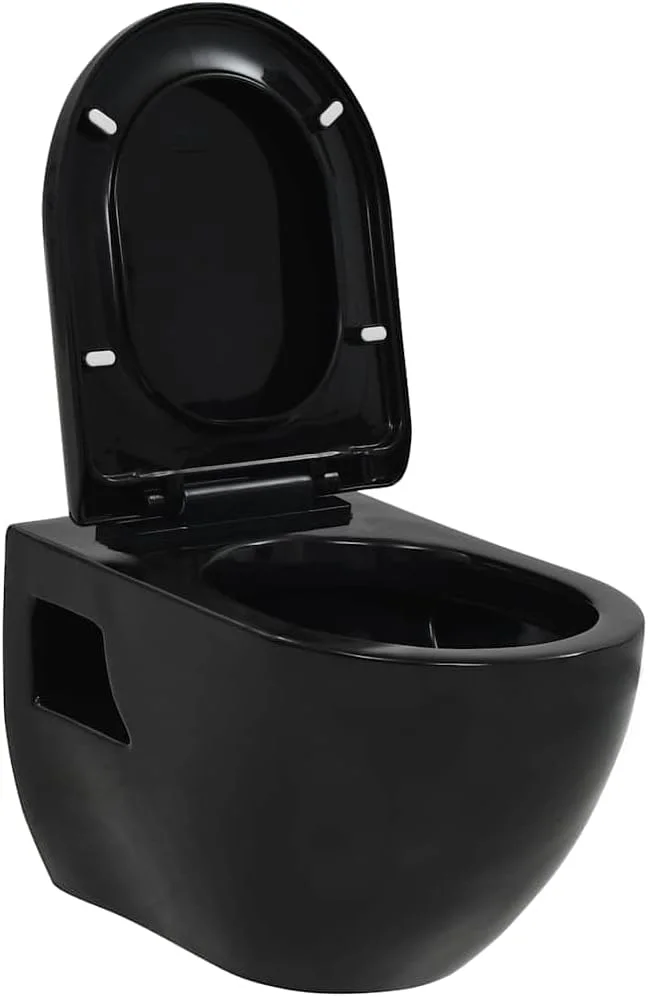 توالت فرنگی دیواری ویدا ایکس ال سرامیکی مشکی، مناسب منزل، مبلمان حمام، توالت با نشیمن