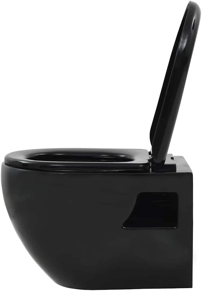 توالت فرنگی دیواری ویدا ایکس ال سرامیکی مشکی، مناسب منزل، مبلمان حمام، توالت با نشیمن