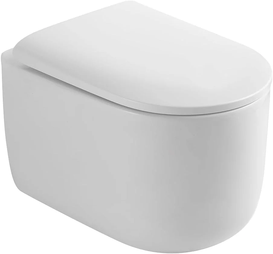 توالت فرنگی وال هنگ اولیند دیزاین مدل Vari – توالت سرامیکی فلاشینگ گردابی فشرده با درب آرام بند، P-Trap با فاصله 180 میلی‌متری از دیوار، طراحی مدرن و شناور بدون لبه (سفید براق)
