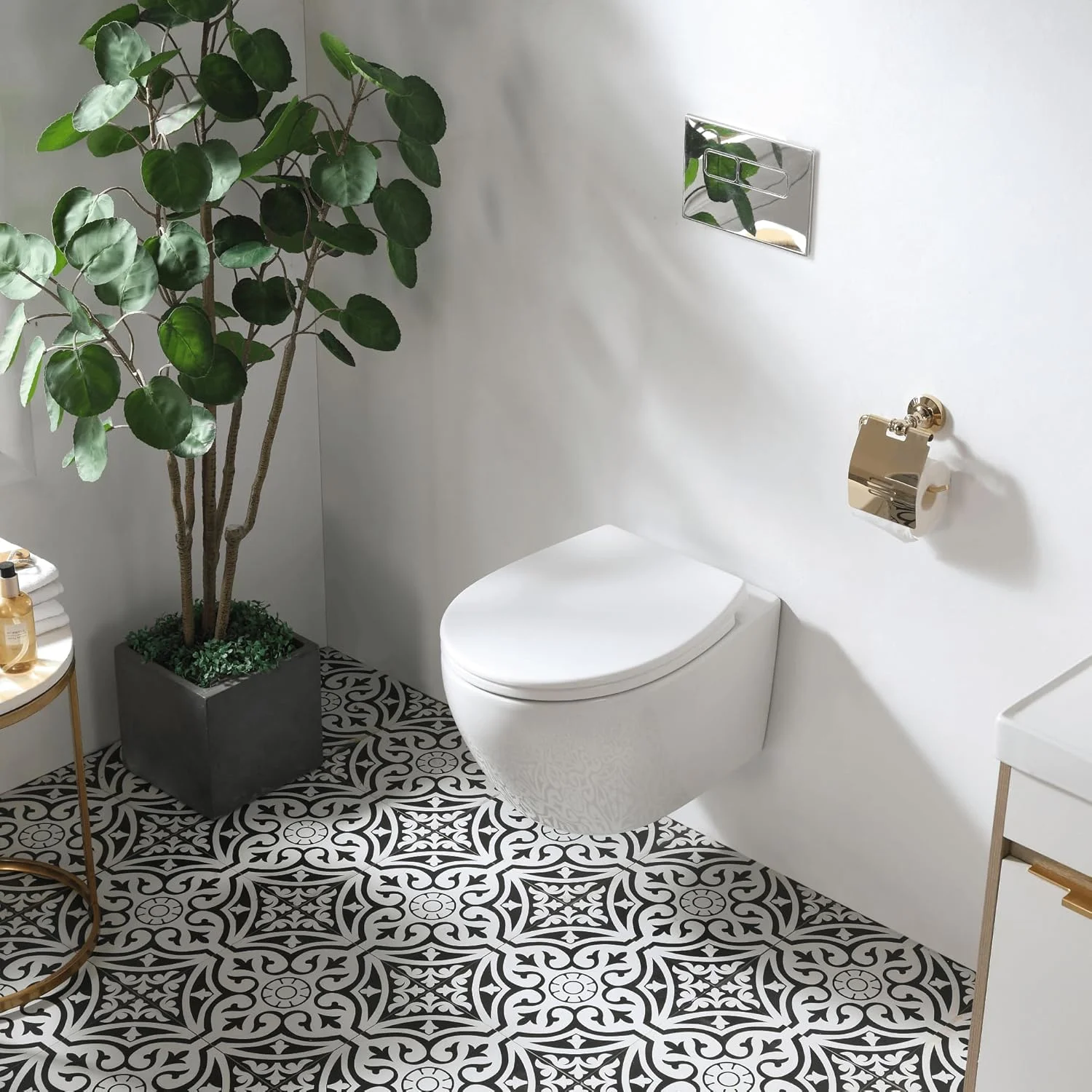 توالت وال هنگ HOROW، توالت فرنگی مدرن مناسب حمام و سرویس بهداشتی، ساخته شده از سرامیک سفید با درب آرام بند و قابلیت جدا شدن سریع، توالت دیواری کم صدا، طول 52 سانتی متر