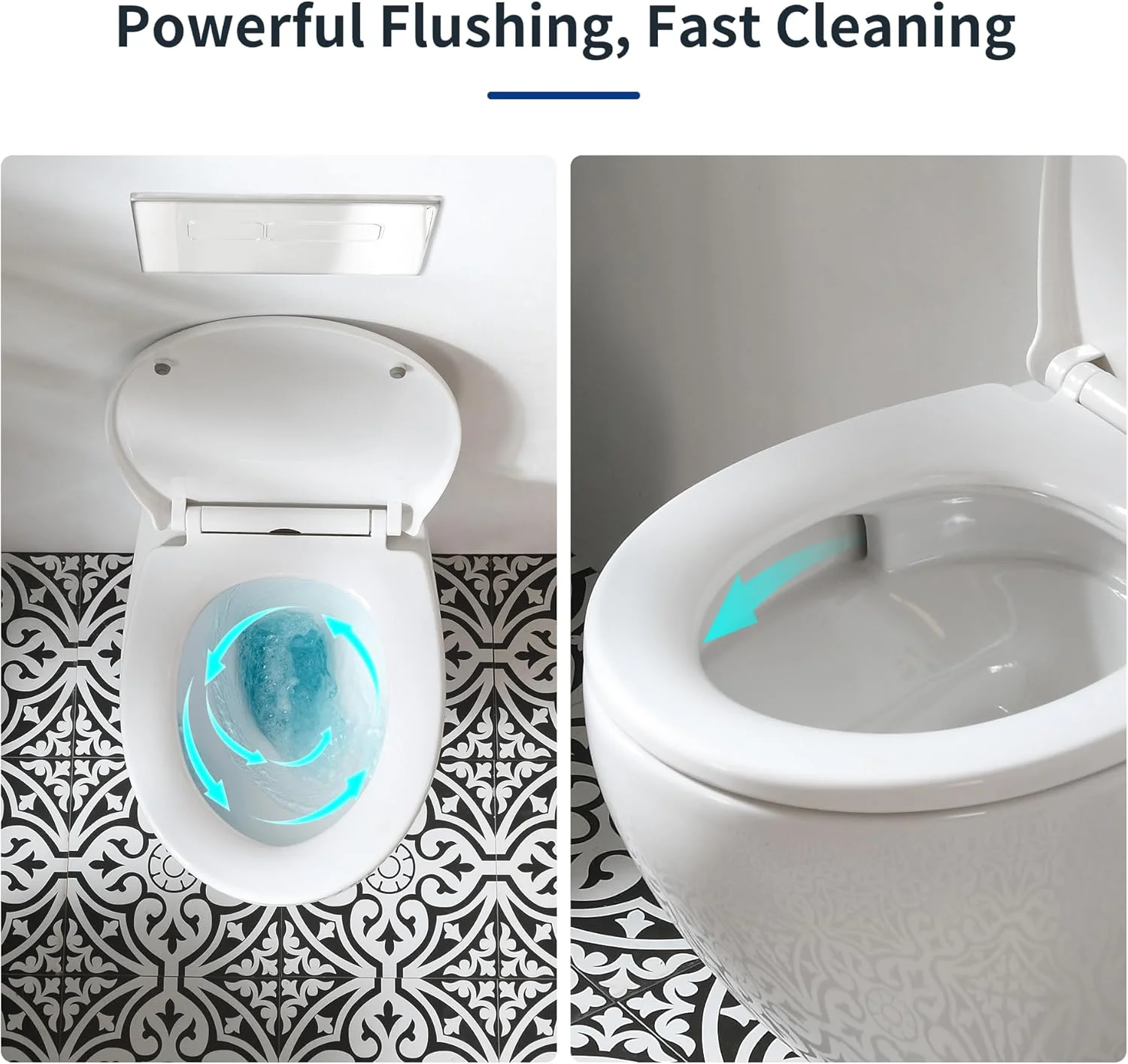 توالت وال هنگ HOROW، توالت فرنگی مدرن مناسب حمام و سرویس بهداشتی، ساخته شده از سرامیک سفید با درب آرام بند و قابلیت جدا شدن سریع، توالت دیواری کم صدا، طول 52 سانتی متر