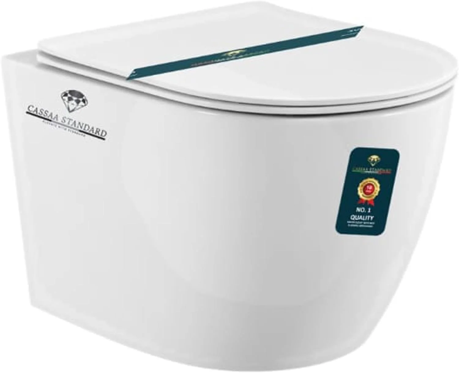 توالت فرنگی دیواری گرد کاسا، سفید، سرامیک درجه یک، طراحی مدرن، توالت حمام به همراه درب