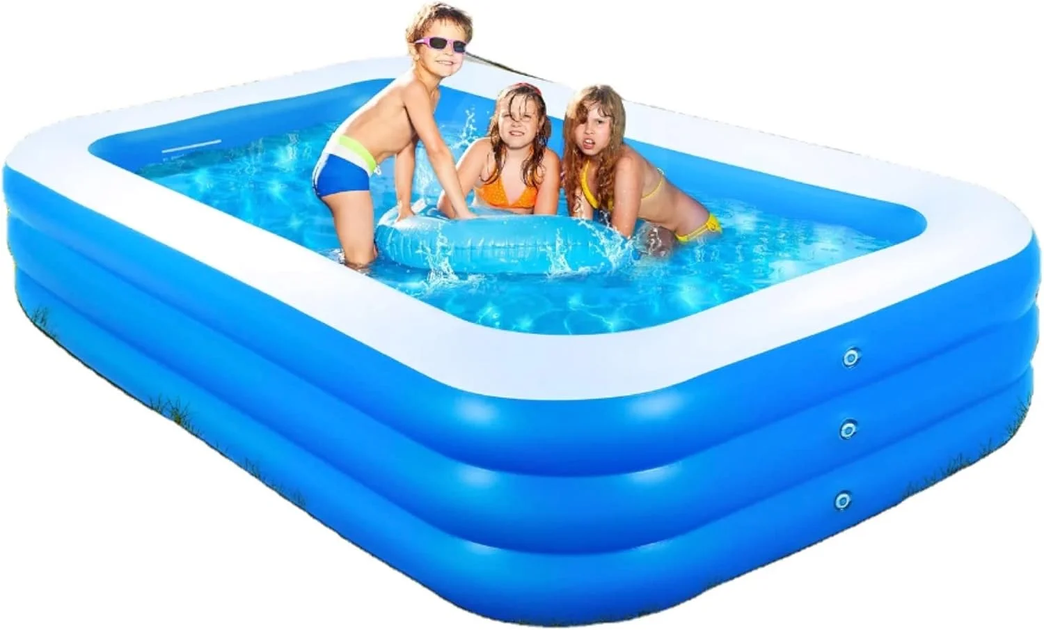 استخر بادی HEXAR®، استخر کودکان، سایز بزرگ، استخر بادی برای خانواده، بزرگسالان، کودکان نوپا، استخر بادی مستطیلی بزرگسالان برای فضای داخلی، فضای باز، حیاط خلوت (180 X 140 X 60 سانتی متر)