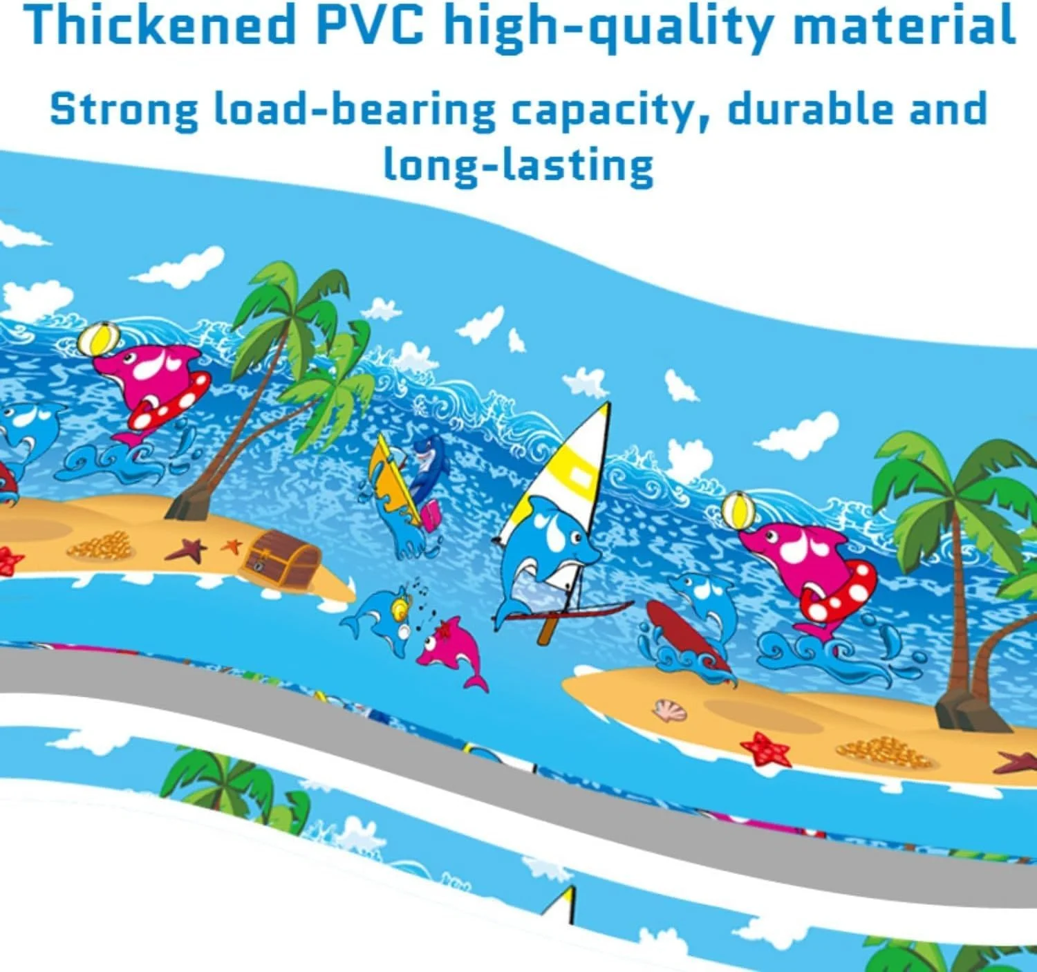 استخر بادی خانوادگی، 150 x 105 x 50 سانتی متر، طرح اقیانوس به همراه پمپ هوا، بسیار مناسب برای استفاده در فضای باز، باغ، حیاط و مهمانی، آبی