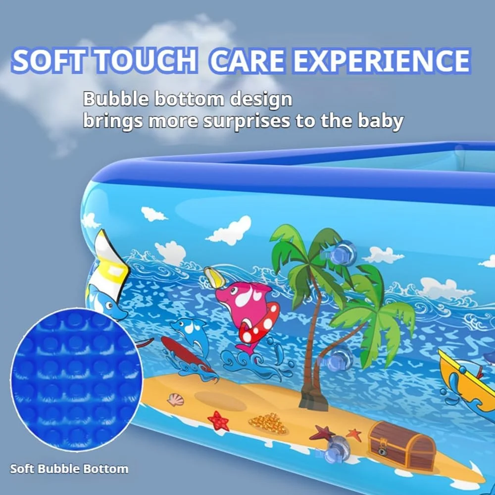 استخر بادی برای کودکان، استخر بادی بزرگ و ضخیم شده برای مهمانی آب تابستانی، وان بادی خانوادگی برای باغ حیاط خلوت فضای باز داخلی (180x140x55 سانتی متر)