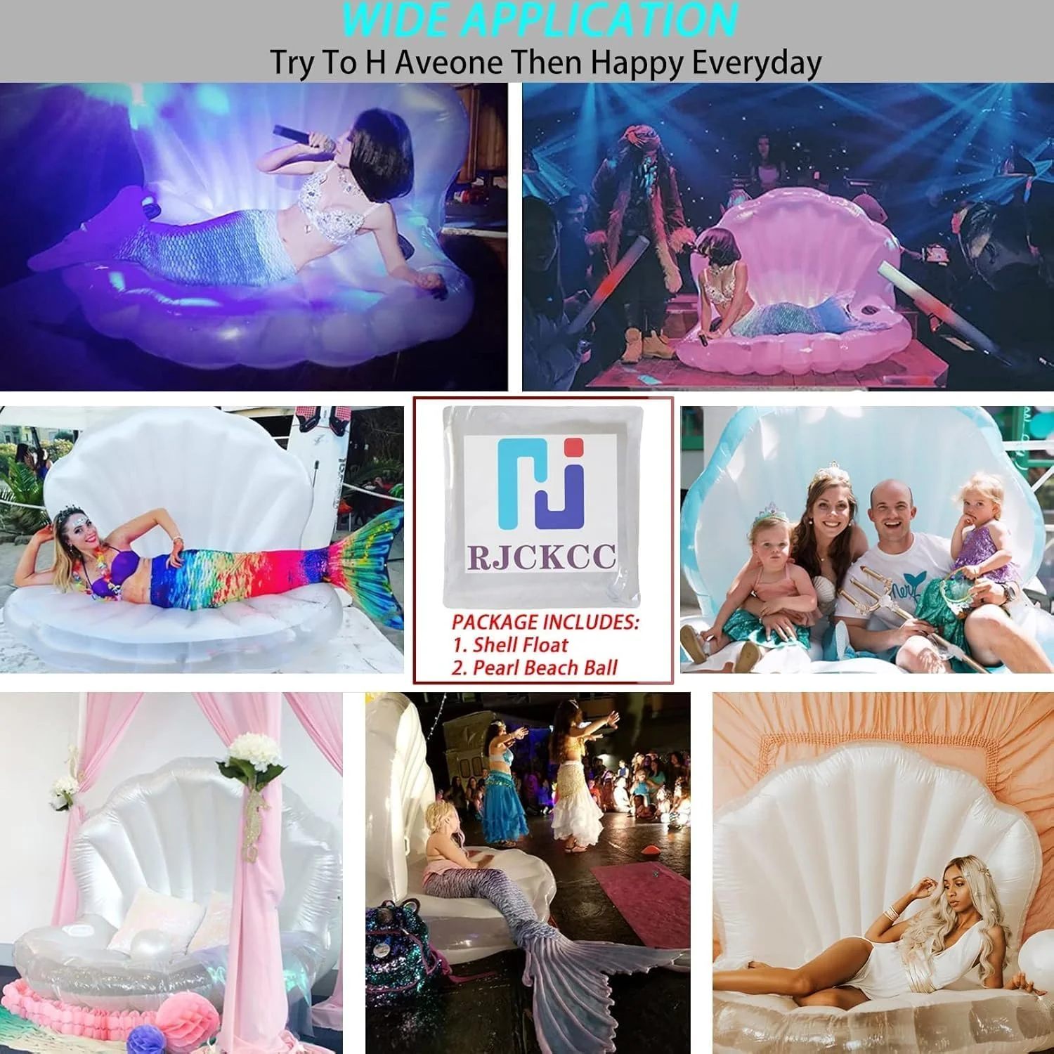 استخر بادی صدف دریایی، توپ شناور بادی، تشک تخت شناور استخر غول پیکر، مبل آبی ساحلی به شکل صدف، کوسن بادی شناور ساحلی