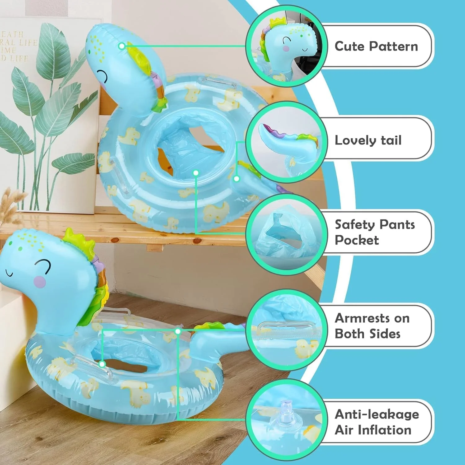 حلقه بادی شنا کودکانه، شناور بادی استخر طرح دایناسور، اسباب بازی استخر، لوازم مهمانی تابستانی در فضای باز، قایق بادی، لوازم جانبی اسباب بازی آبی سرگرم کننده برای پسران و دختران 3 تا 7 ساله