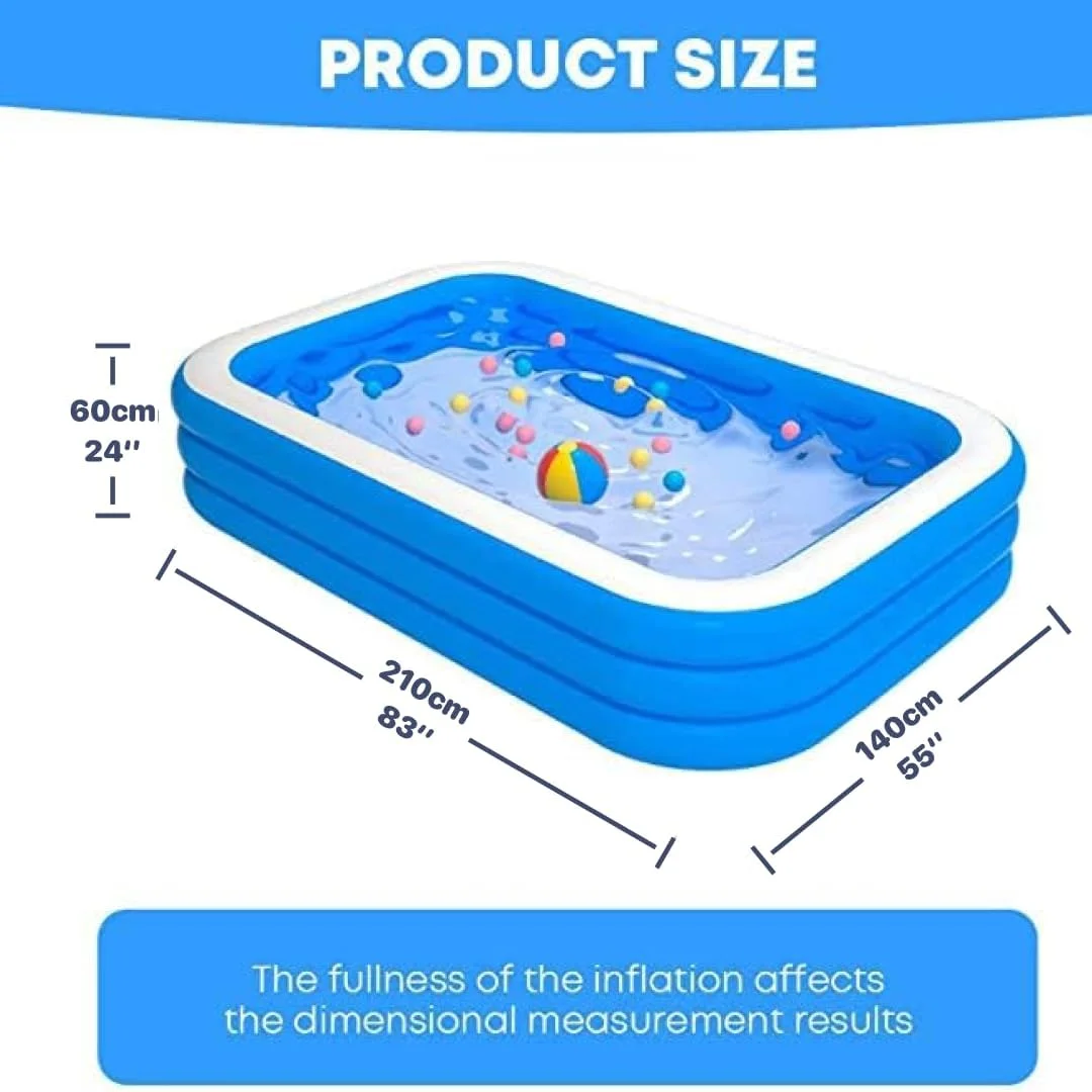 استخر بادی، 210 * 140 * 60 سانتی متر، استخرهای بادی بزرگ و کامل، استخرهای بادی ضخیم و بادوام برای فضای باز، باغ، حیاط خلوت