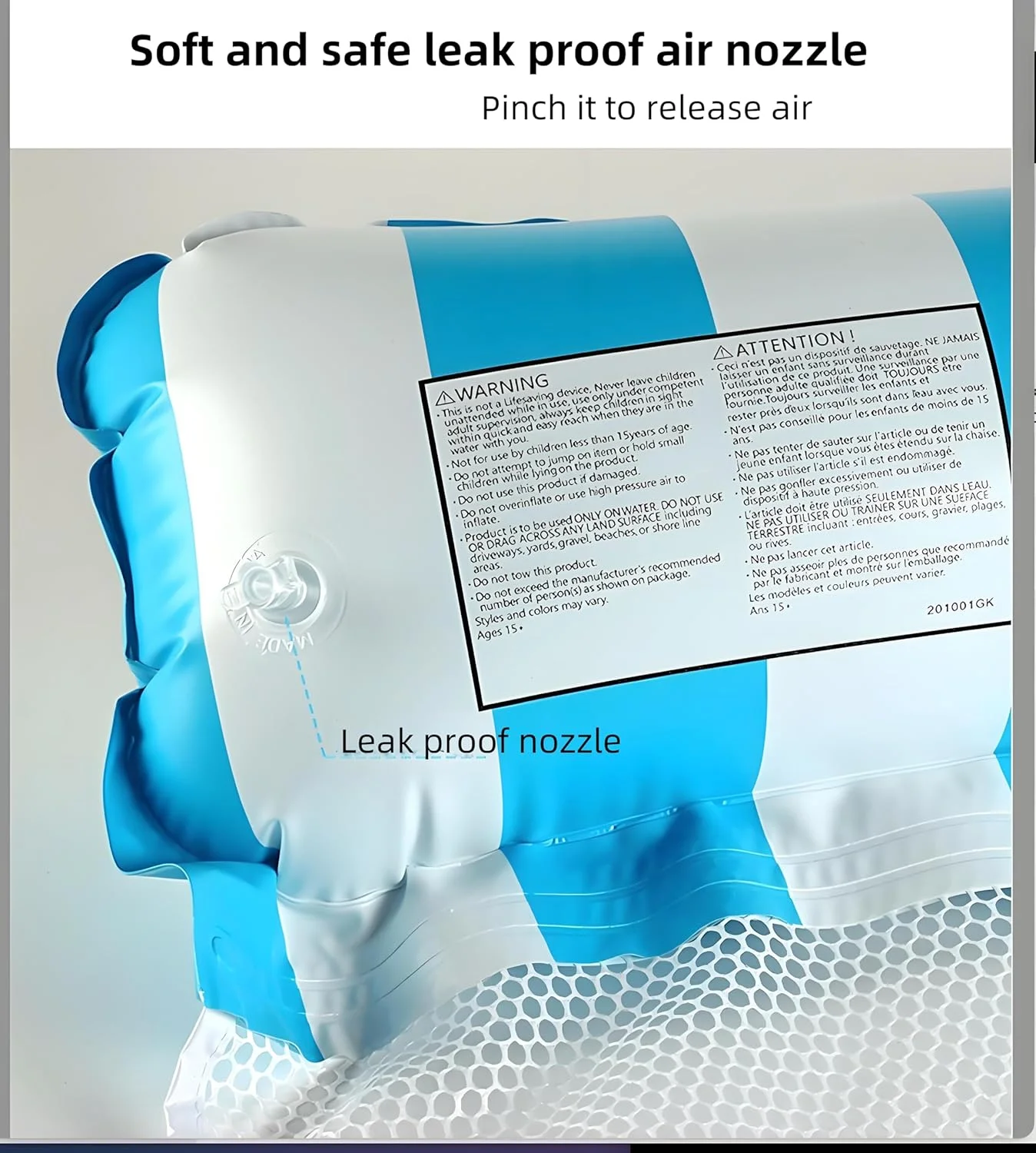 تخت بادی شناور استخری، راه راه آبی و سفید، تخت آویز آبی با تکیه گاه سر، بازوبند شناور