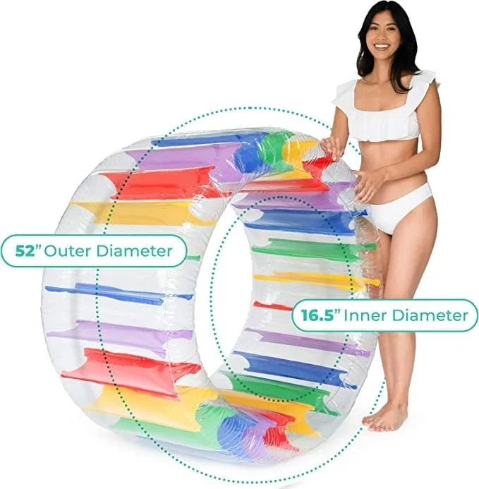 غلتک چرخ آبی بادی GGEROU، شناور رنگارنگ 119 سانتی‌متری برای استخرهای شنا، دریاچه‌ها، سواحل، چمن‌ها و مهمانی‌های تابستانی کودکان - هدیه سرگرم‌کننده برای مدرسه کودکان
