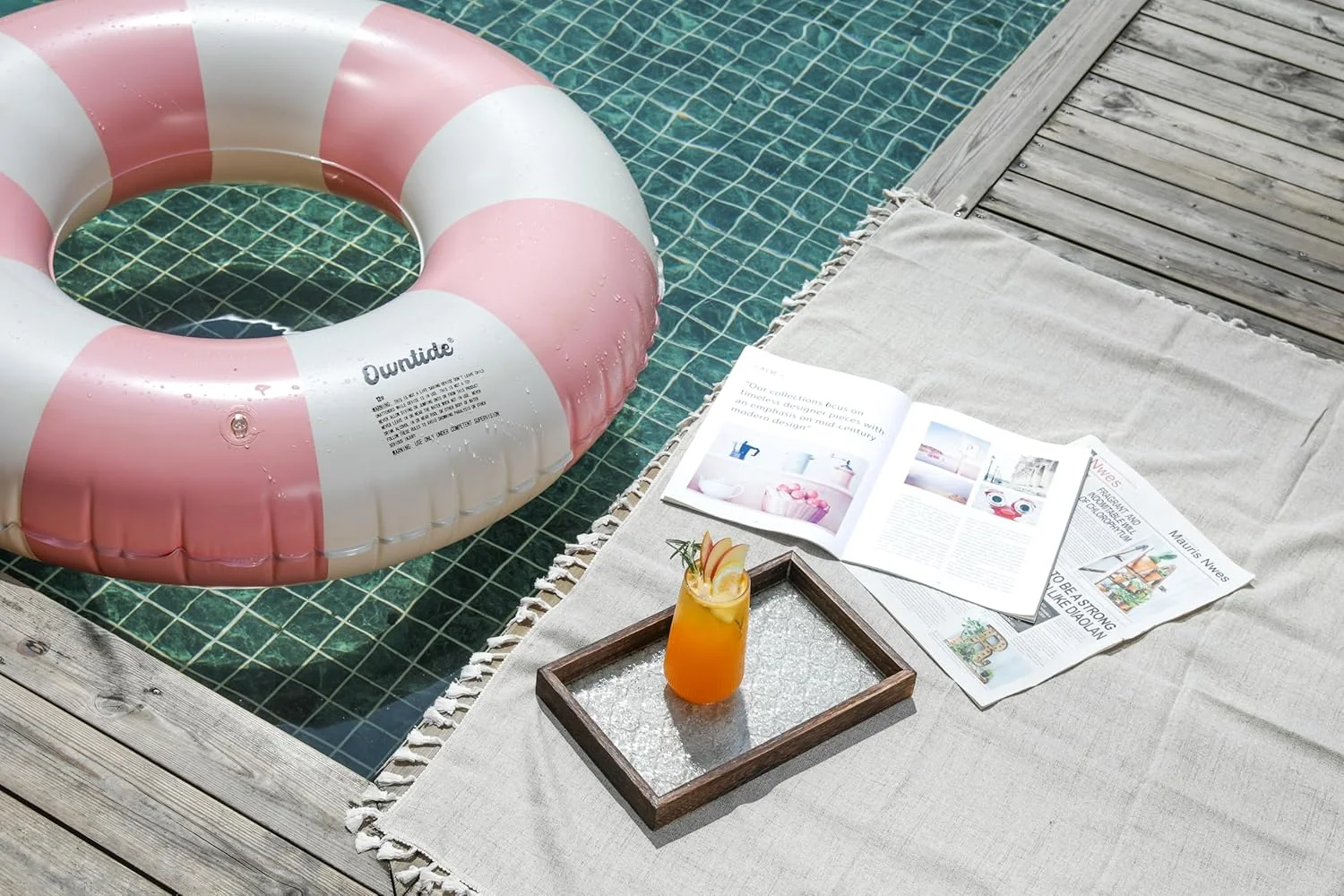 حلقه شنا بزرگ NP با دستگیره برای کودکان و بزرگسالان، تیوب های داخلی استخر راه راه کلاسیک 35 اینچی، شناورهای بادی استخر، شناور برهنه، شناورهای استخر سایز بزرگسال برای مهمانی استخر تابستانی ساحل صورتی