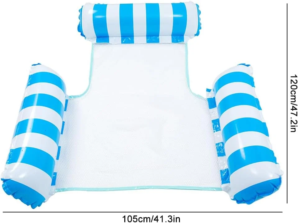 بسته 2 عددی شناور بادی استخر HOOTO، تخت آویز آبی برای بزرگسالان، تخت آویز آبی 3 لوله ای، صندلی استراحت قابل حمل مناسب برای لوازم جانبی استخر شنا در مهمانی های آبی در فضای باز تابستانی (105x120 سانتی متر)