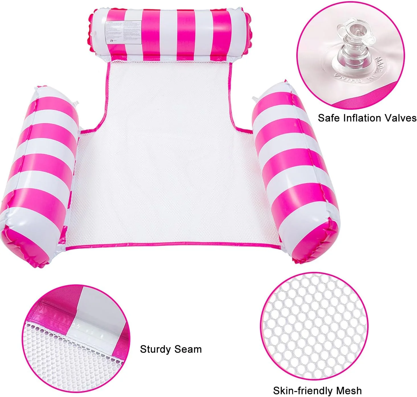 بسته 2 عددی شناور بادی استخر HOOTO، تخت آویز آبی برای بزرگسالان، تخت آویز آبی 3 لوله ای، صندلی استراحت قابل حمل مناسب برای لوازم جانبی استخر شنا در مهمانی های آبی در فضای باز تابستانی (105x120 سانتی متر)