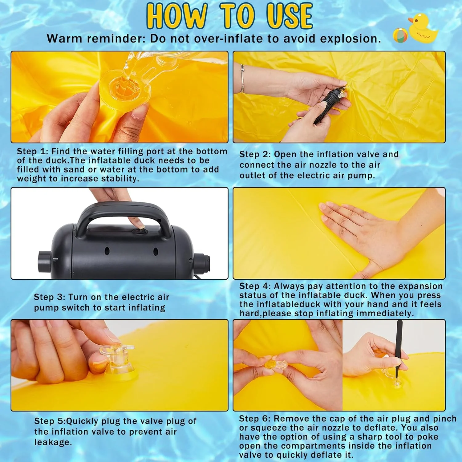 اردک بادی غول پیکر 1.5 متری Hungdao، اردک لاستیکی بزرگ، اردک بادی، شناور استخر بادی برای بزرگسالان، دکوراسیون مهمانی استخر شنا در ساحل تابستانی