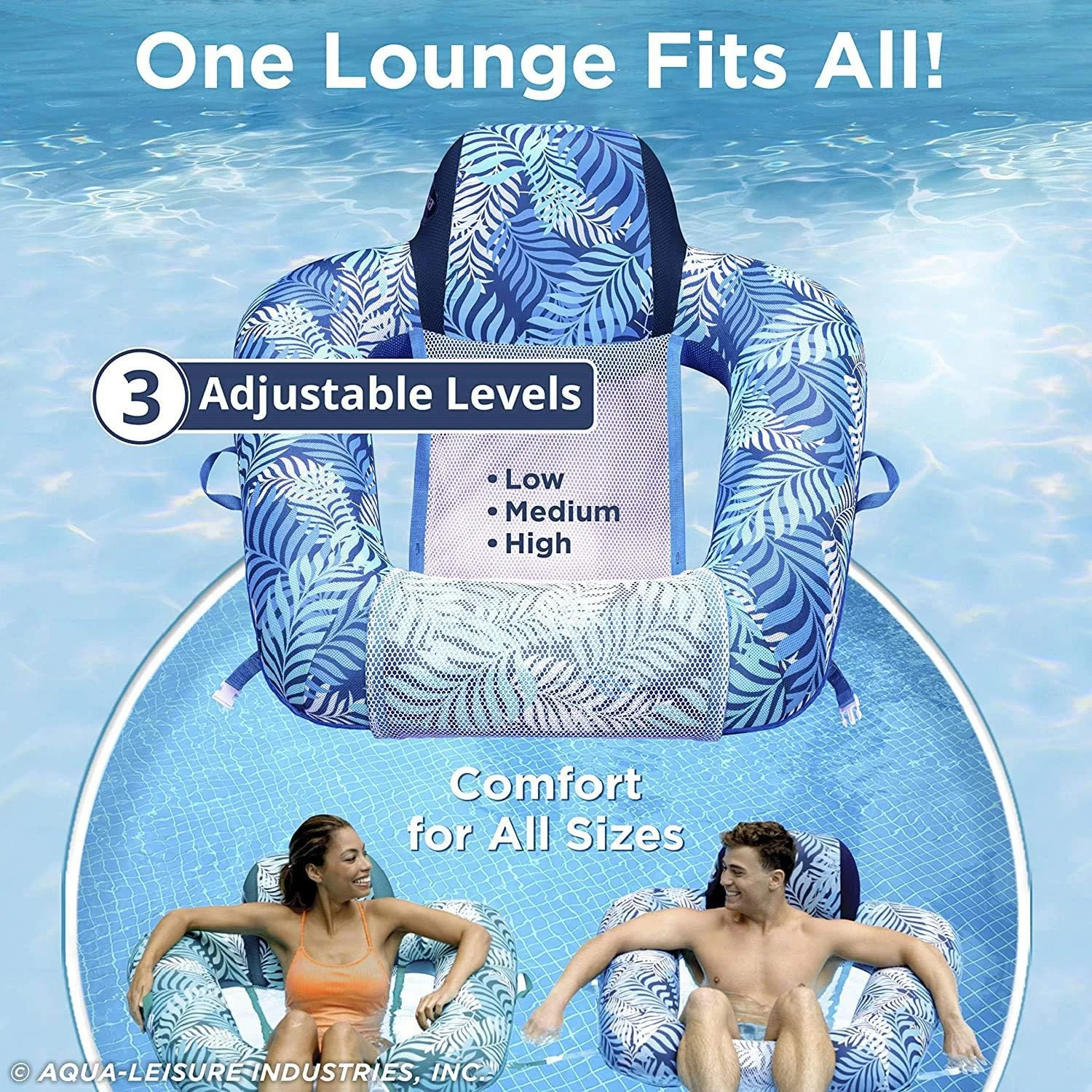 صندلی استخری بادی آکوا مدل Zero Gravity، صندلی استخری بادی، شناور استخری بزرگسالان، مقاوم، طرح سرخس آبی صندلی استخری بادی آکوا مدل Zero Gravity، صندلی استخری بادی، شناور استخری بزرگسالان، مقاوم، طرح سرخس آبی