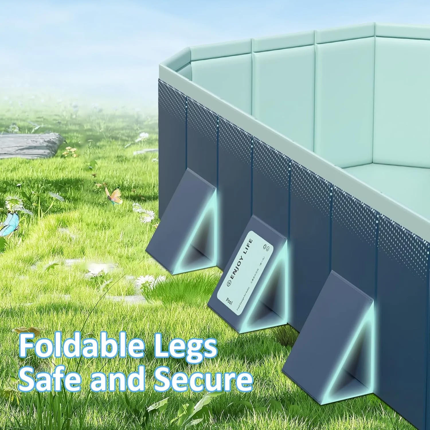 استخر شنای تاشو غیر بادی WIRHAO برای کودکان و بزرگسالان، پوسته پلاستیکی سخت، مناسب حیاط خلوت و استخر سگ (210 x 137 x 50 سانتی متر)