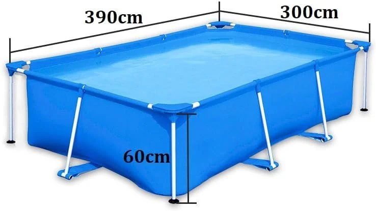 استخر تاشو بزرگ غیر بادی برای کودکان، بزرگسالان و حیوانات خانگی، استخرهای شنای ضخیم تاشو روی زمین، استخرهای مستطیلی برای تفریح در فضای باز و بازی با آب (A02-آبی 390*300*60cm)