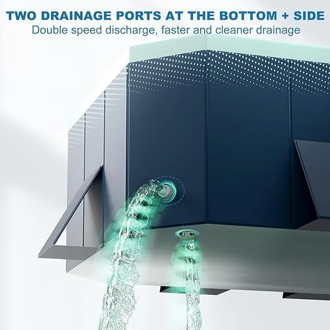استخر شنا تاشو، استخرهای شنای غیر بادی برای بزرگسالان خانواده، راه اندازی سریع و آسان استخر شنای فضای باز حیاط خلوت با دوشاخه تخلیه برای فضای باز، باغ، مهمانی آب تابستانی حیاط خلوت (300*165*53 سانتی متر)