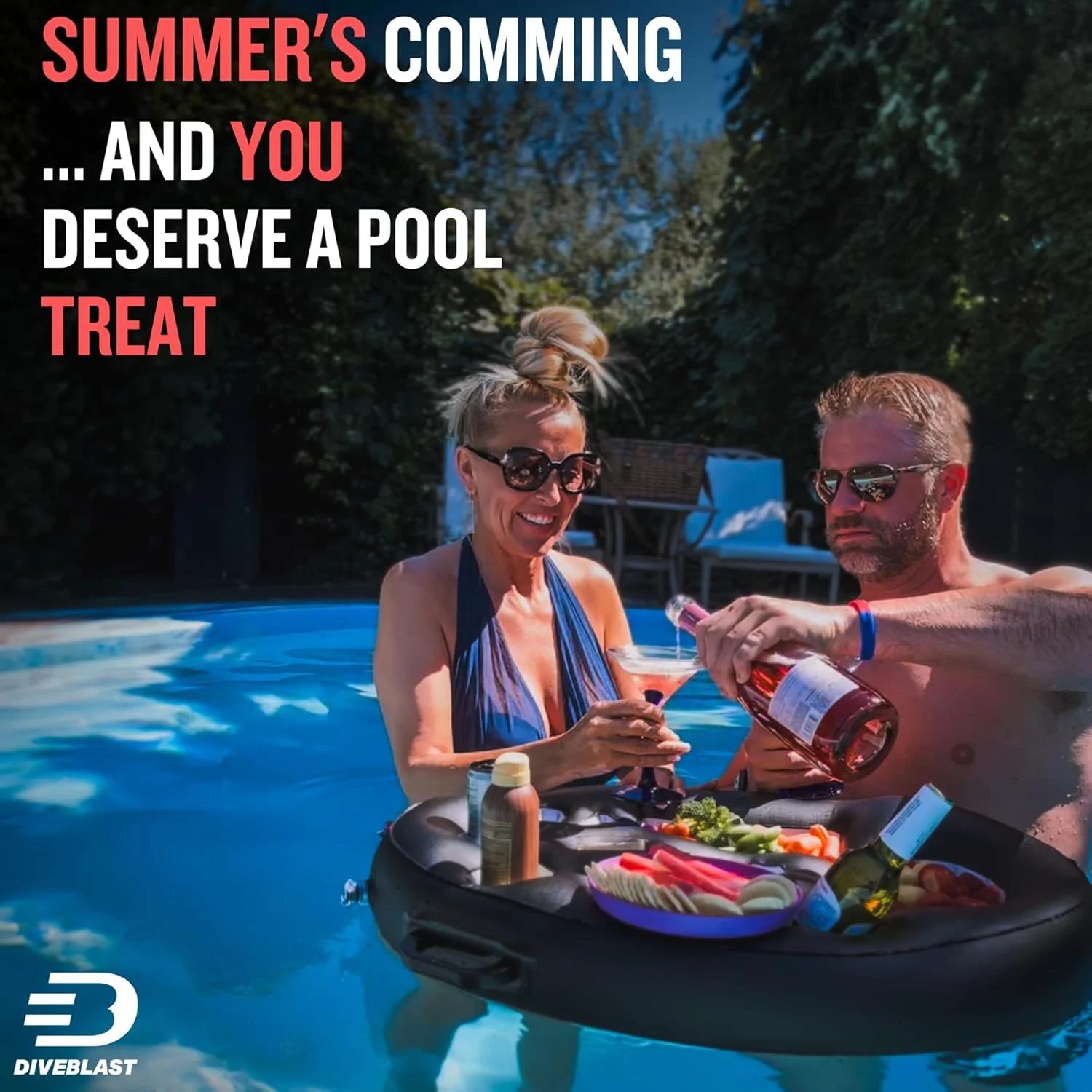 نگهدارنده نوشیدنی شناور ممتاز DIVEBLAST برای استخر و جکوزی - لوازم جانبی برای بزرگسالان، شناورهای نوشیدنی استخر